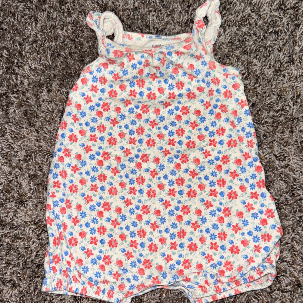 Carter's Red and Blue Floral Baby Romper
